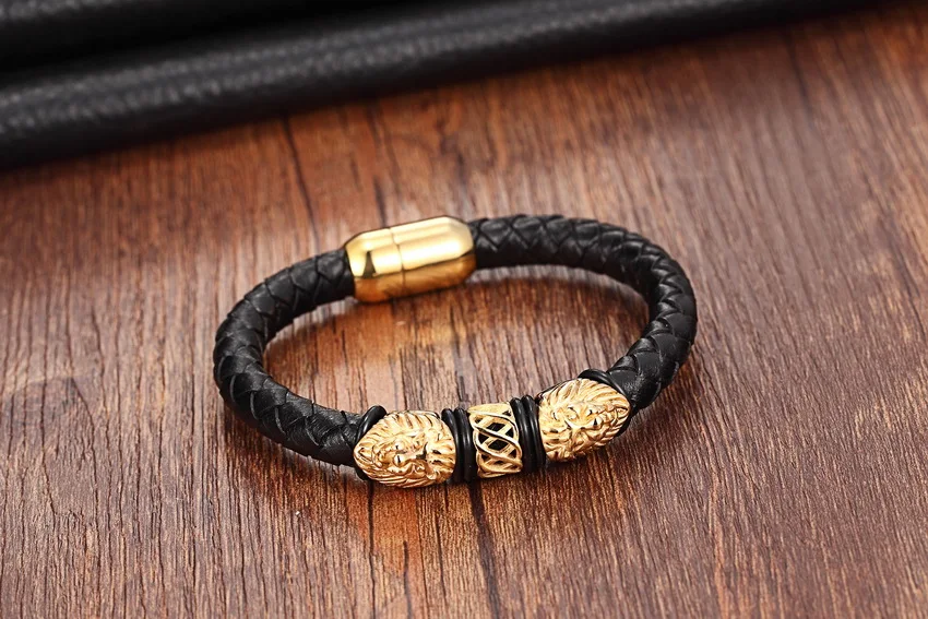 Titanium Steel Leather Rope Men's Bracelet Image 3