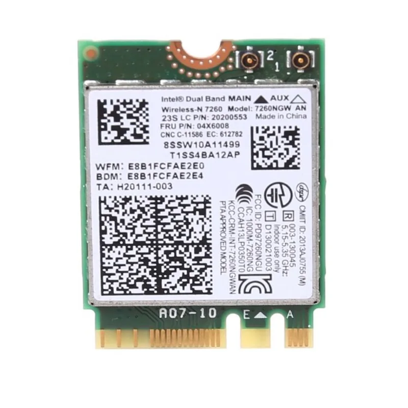 Новая сетевая карта Intel Wireless-N 7260 7260NGW NGFF Wifi Bluetooth4.0 для ThinkPad X240 X230S T440S T431 FRU:04X6008 7260AN |