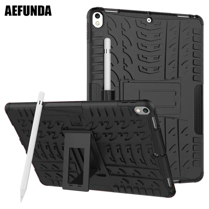 

Anti-slip Tablet Stand Cases for Apple iPad Pro 10.5" 2017 Anti-Shock Heavy Duty Hybrid Plastic Armor Silicone Back Cover Case