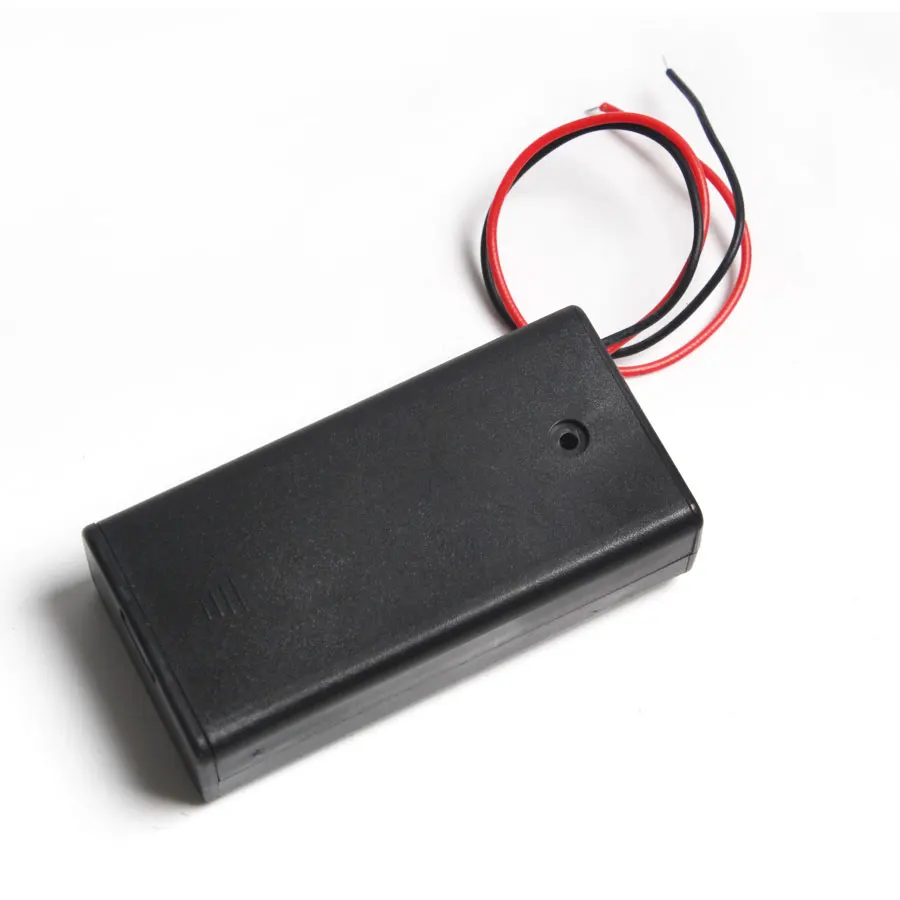 1PCS 2 x 3V AA Battery Holder Case Box Battery Box AA Flashlight Battery Holder With Cover ON