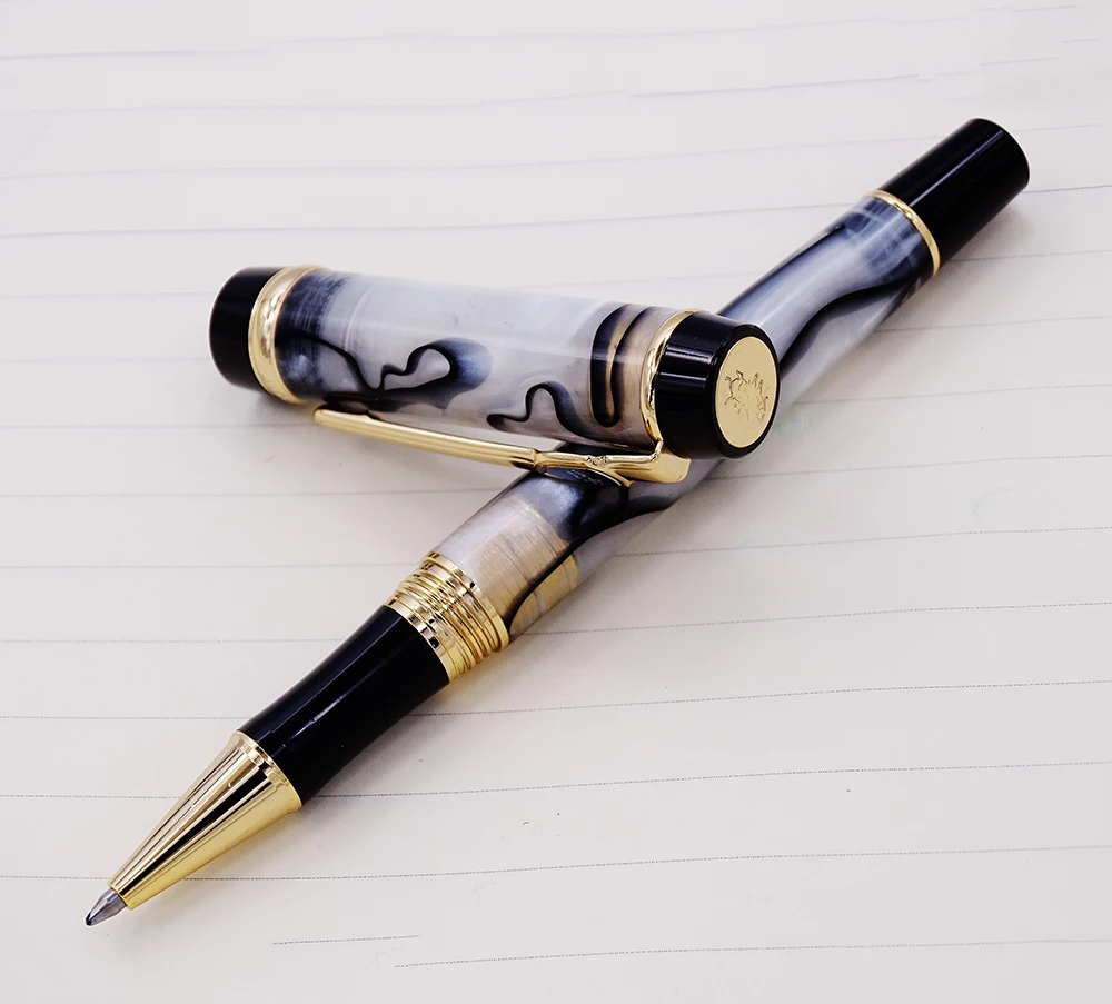 

Jinhao Century Series Celluloid Rollerball Pen Beautiful White and Black Line Pattern, Great for Graduate/Business/Office