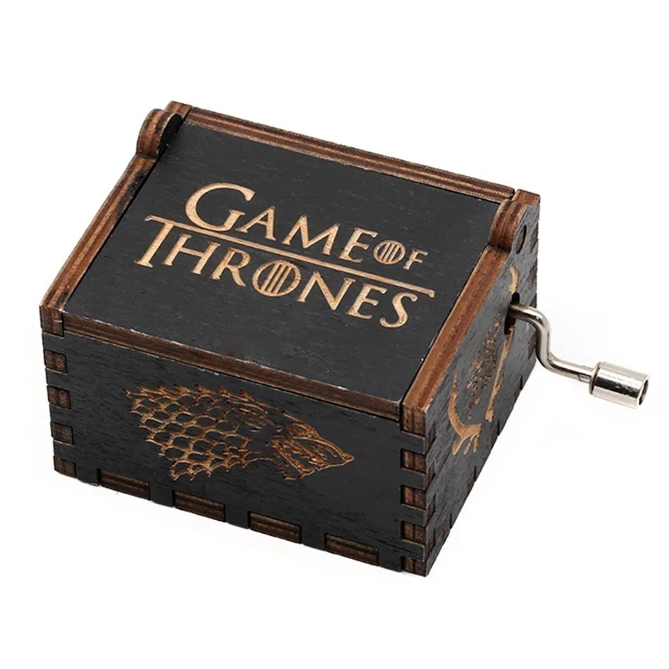 

New Black Castle In The Sky Game Of Thrones Star Wars Music Box Wooden Music Box Birthday Gift Antique Carved Wooden Handle