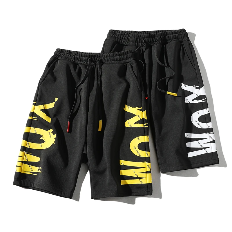 

Mens Summer Shorts Men's Fashion Straight Loose Shorts Men's Large Size Personality Letter Cotton Print Knee Length Shorts