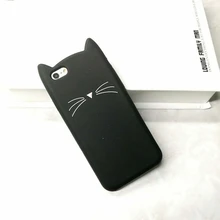 Hot Sale! 3D Cute Black Cat Ears Beard Phone Cases For iphone 5 5s Se 6 6S 6Plus 7 7Plus Soft Silicone Cartoon Cover Funda Coque