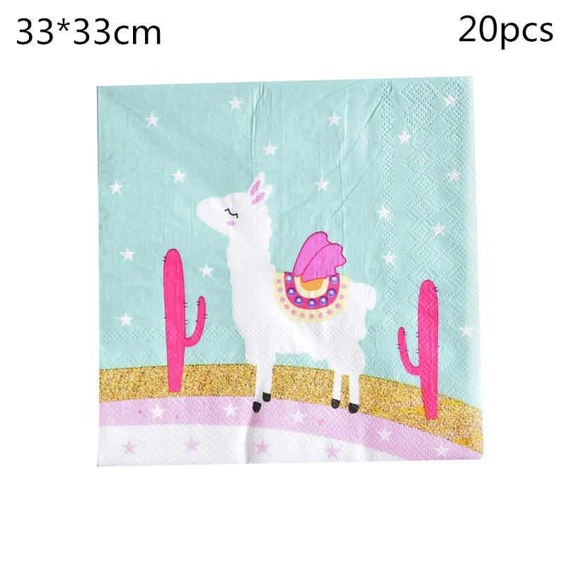 

OLOEY Alpaca Birthday Part Disposable Tableware Set Alpaca LLama Disposable Plates/Cups/Napkins Cactus Party Decor Alpaca Cake