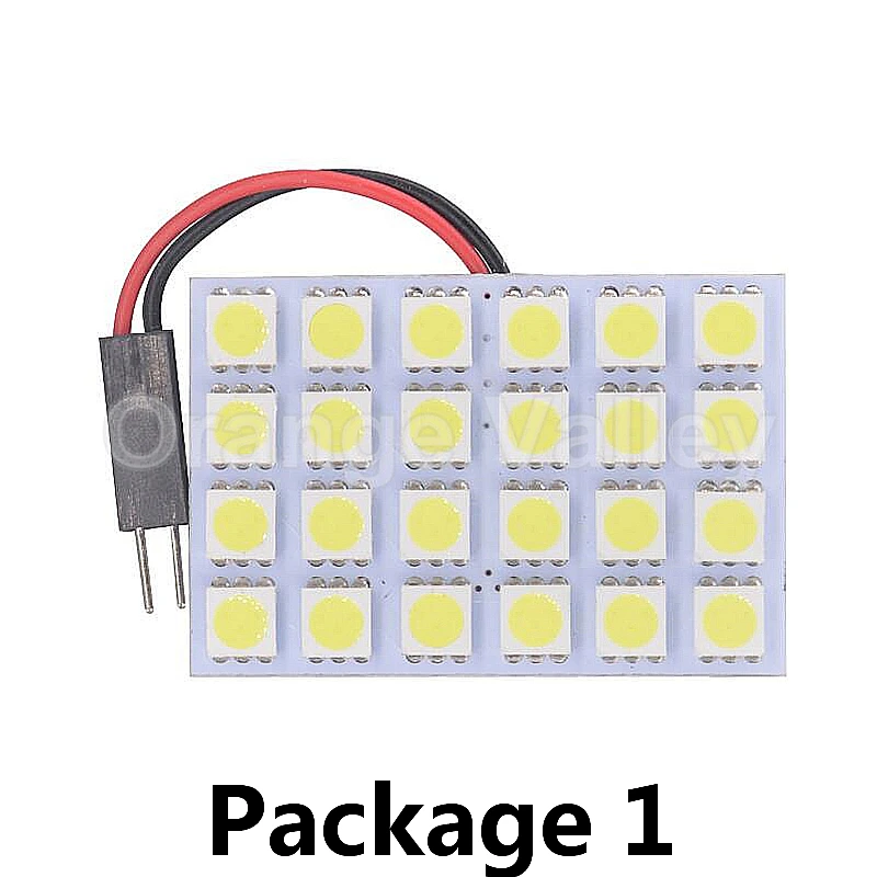 

10pcs Best Price White 24 LED 5050 SMD Car Auto Interior Reading Door Lights Panel Lamp Bulb T10 BA9S Dome Festoon 3 Adapters