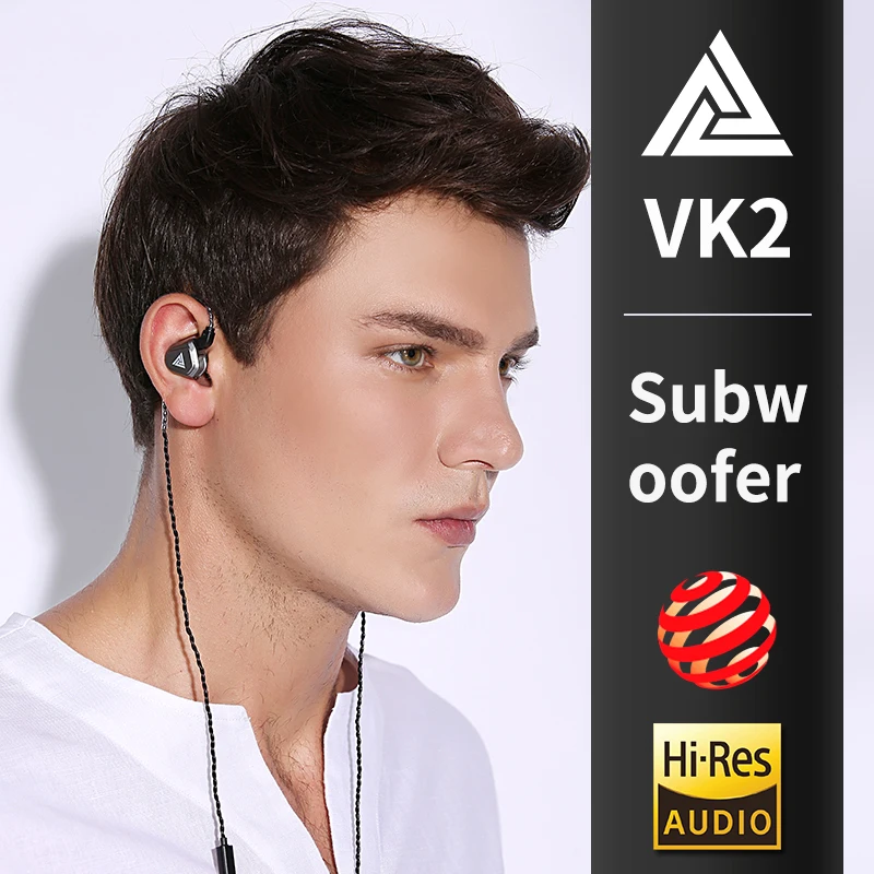 New QKZ VK2 2DD In Ear Earphone HIFI DJ Monito Running Sport Earphone Hybrid Headset Bass Earbuds With Mic Replaced Cable