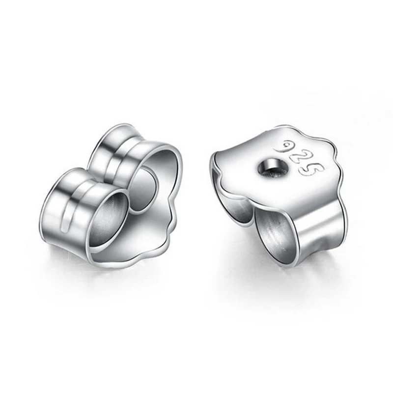 

50pcs/lot DIY 925 Silver Earrings Jewelry Accessories Earring Back Earring Plug Bullet Ear Plugging Butterfly End Stoppers 6mm