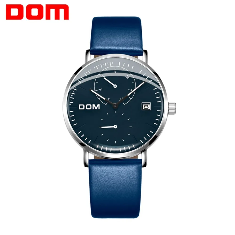 

DOM Men Watch Male Leather Automatic Date Quartz Watches Mens Luxury Brand Waterproof Sport Clock Blue Relogio Masculino M-435