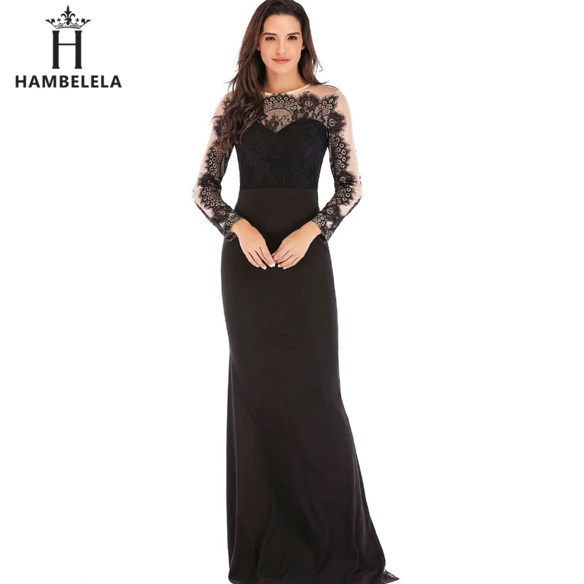 HAMBELELA Elegant Lace Mermaid Evening Long Dresses 2019 Long Sleeve Lace Vestido Longo Formal Party Prom Gowns Vestido De Festa (5)