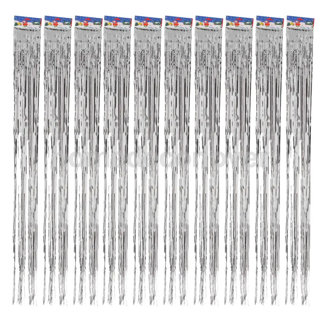 Buy 10pcs Silver Metallic Curtains Party Foil Tinsel