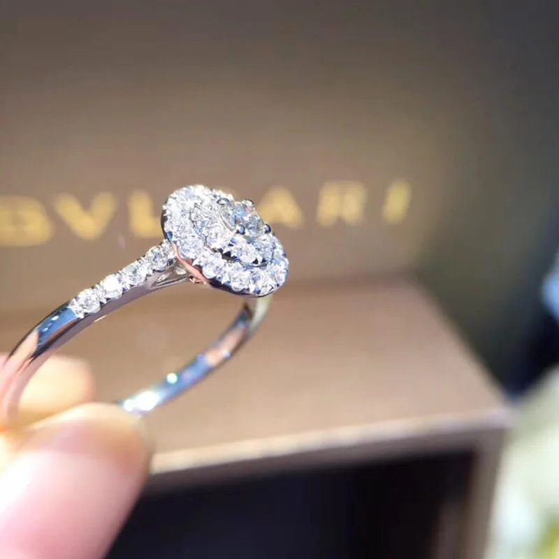 Natural Diamond 18K Gold Pure Gold Ring Beautiful Gemstone Ring Good Upscale Trendy Classic Party Fine Jewelry Hot Sell New 2018