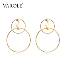 VAROLE High Quality Gold Color Stainless Steel Long Earrings for Women New Arrival Simple Style Silver Color Earring