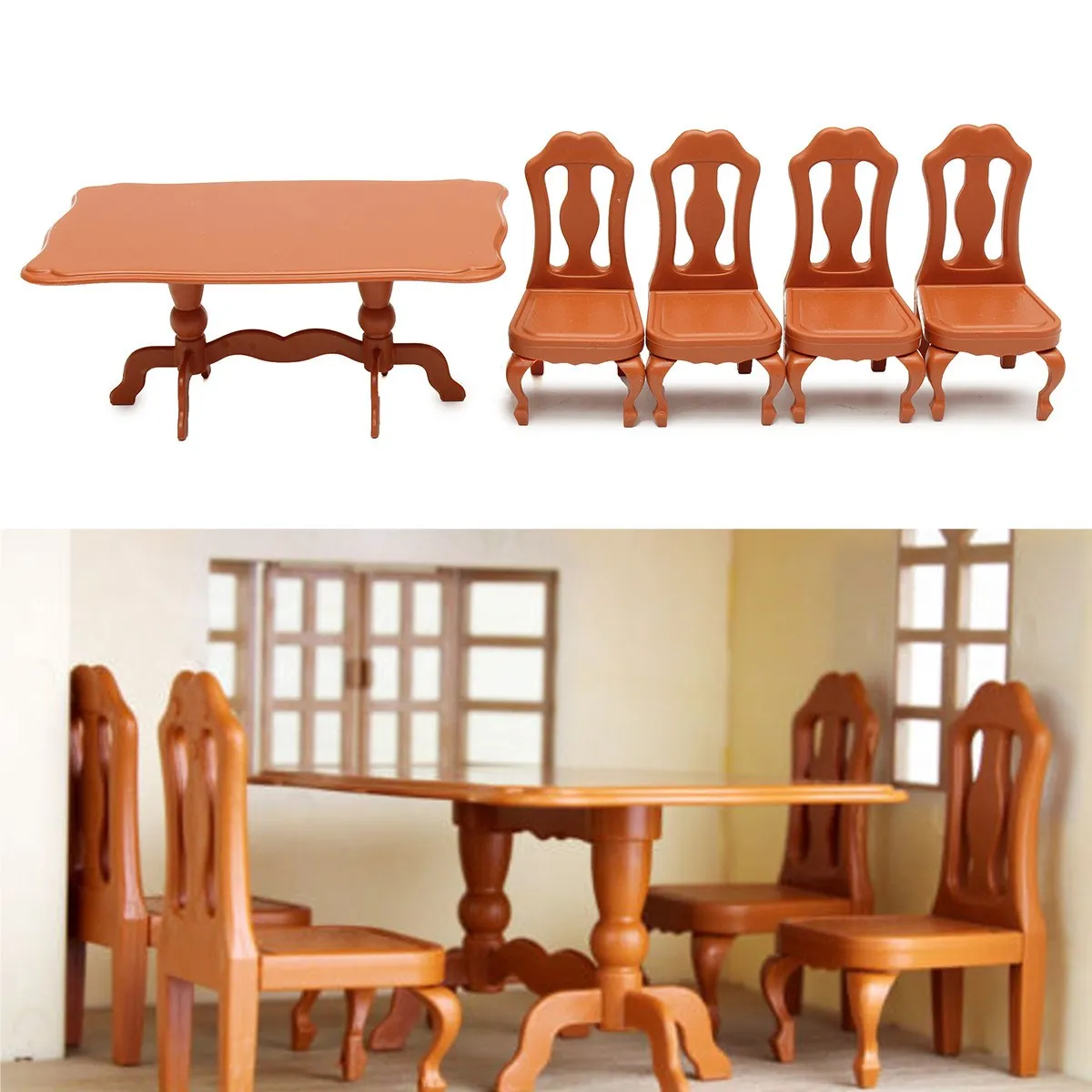 Diy miniatura الأثاث الطعام الجداول والكراسي مجموعات ل مصغرة بيت الدمية المنمنمات أثاث لعب الهدايا للأطفال الكبار