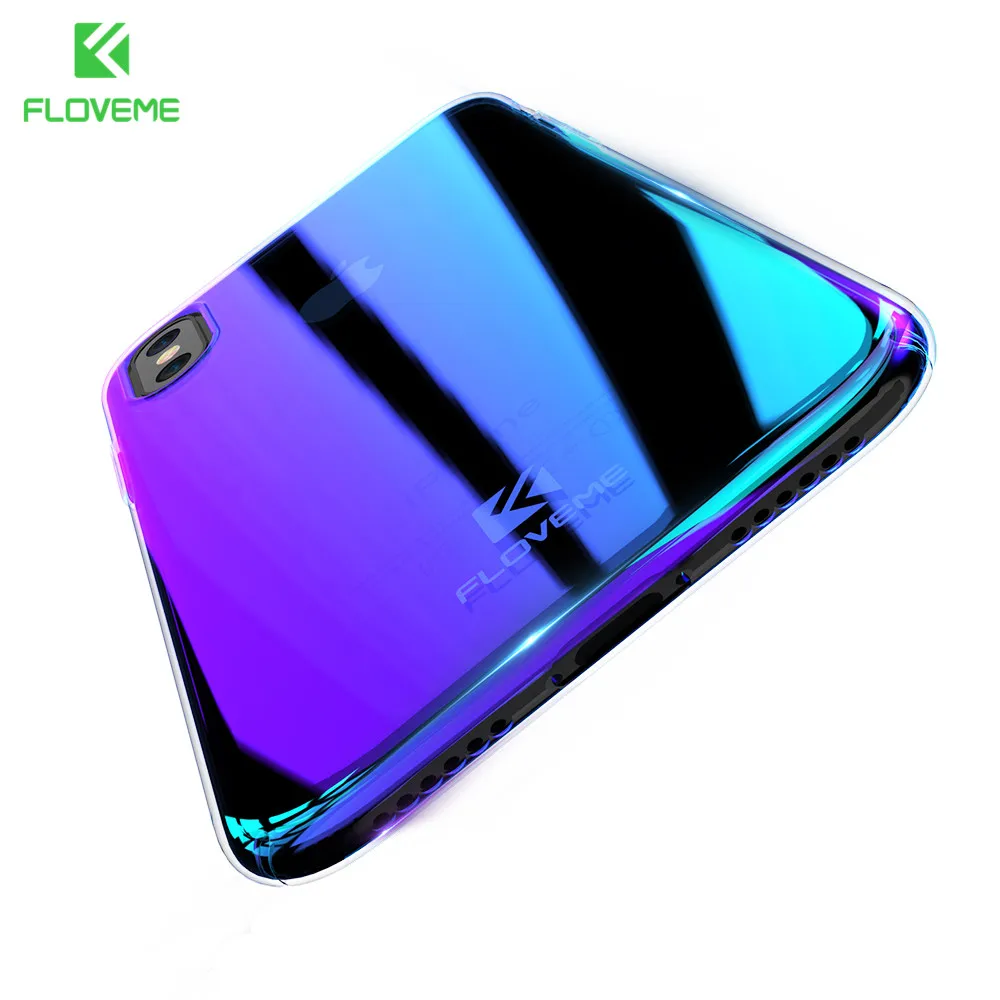 FLOVEME Gradient Case for iPhone X Phone Case Aurora Blue