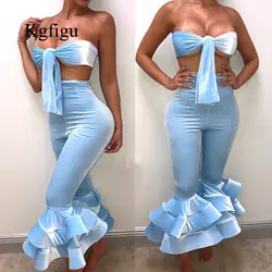 KGFIGU комплект из двух предметов женская одежда 2019 фестиваль костюмы skyblue без бретелек Растениеводство Топы корректирующие и расклешенные