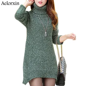 

Aelorxin 2019 Women Sweaters and Pullovers Winter Thick Super Warm Imitation Mink Cashmere Long Turtleneck Women Sweater Split
