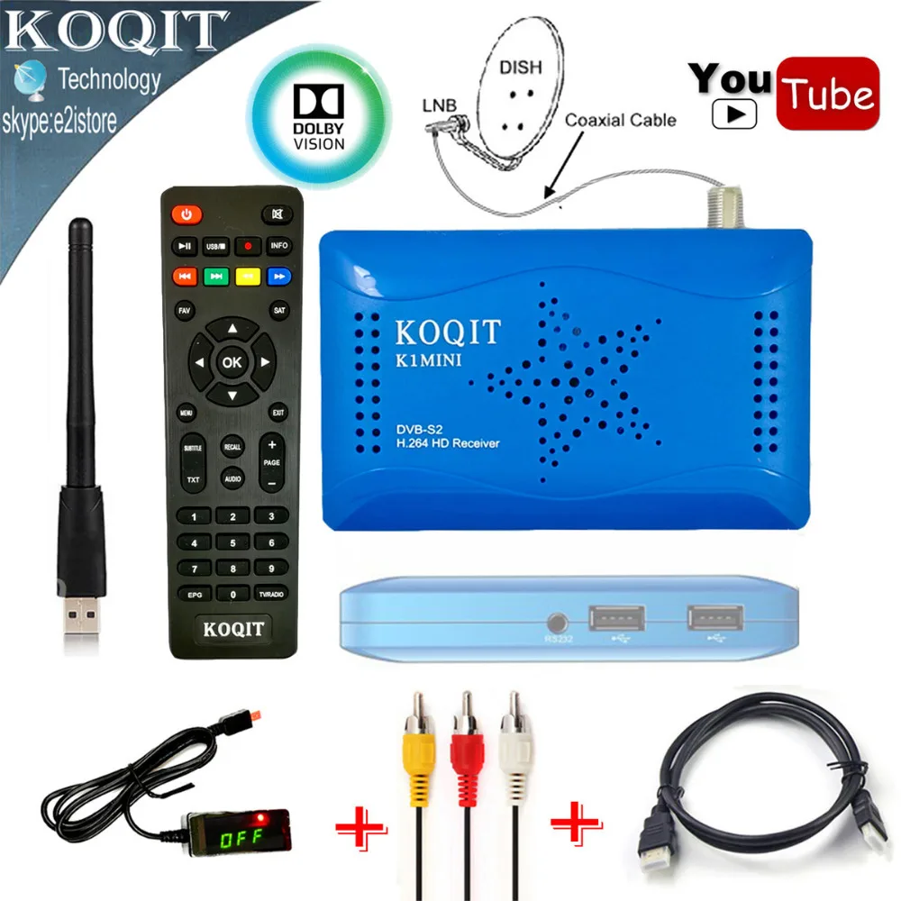 KOQIT HD AC3 DVB-S2 Satellite Receiver Receptor TV Tuner 1080P + 1PC USB WiFi Newcam Cline Power vu Biss Set Top Box Youtube KOQIT HD AC3 DVB-S2 Satellite Receiver Receptor TV Tuner 1080P + 1PC USB WiFi Newcam Cline Power vu Biss Set Top Box Youtube