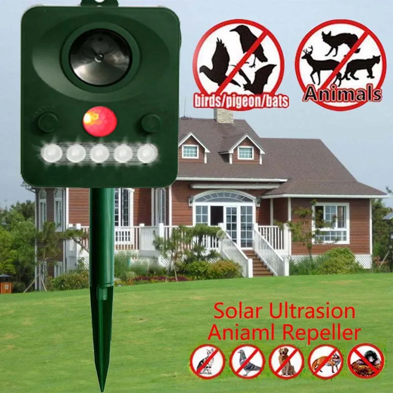

Animal Pest Repellent Outdoor Solar Electronic Ultrasonic Birds Raccoons Rats Reject Hogard