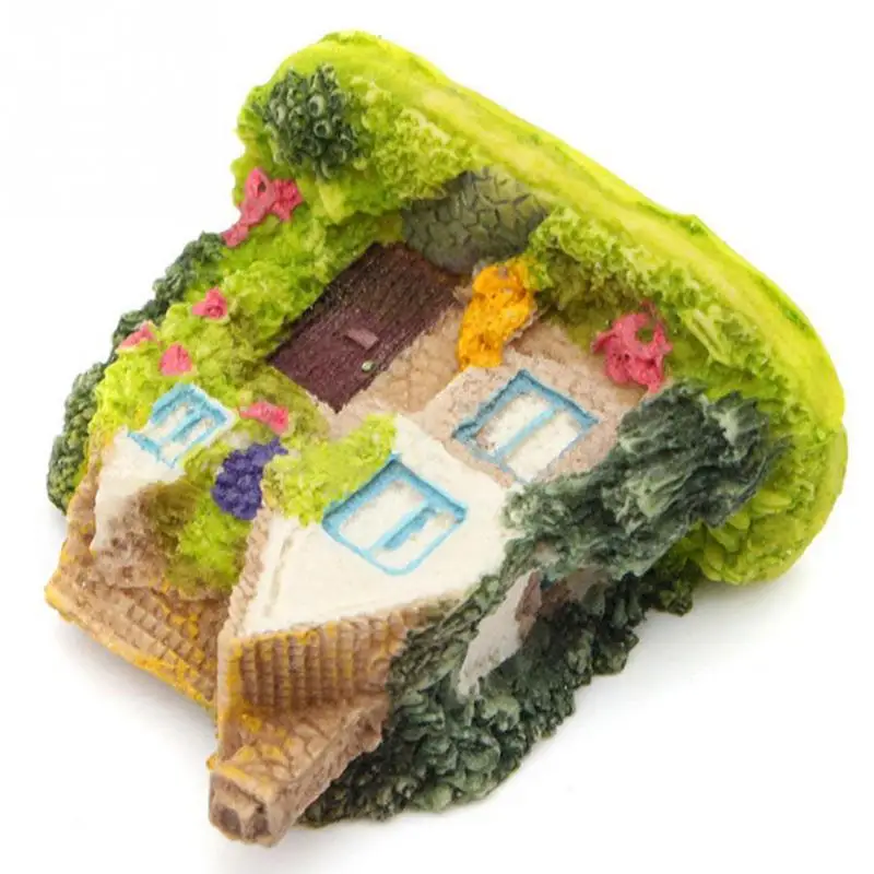 1 шт. мини Сказочный Сад, миниатюра Смола дом с соломенной крышей миниатюрное украшение пейзаж Декор дома небольшие сувениры#5