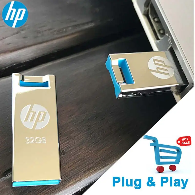 Hp USB флэш-накопитель 16 ГБ 32 ГБ 64 ГБ v295w металлический круг USB флеш-накопитель U диск на ключе дропшиппинг Флешка 32 Гб