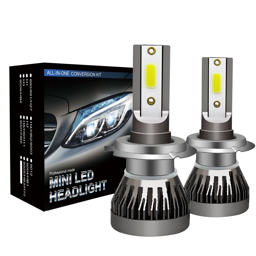 

2pcs Mini Car Headlight Bulbs H7 H1 H11 9005 9006 9012 LED Headlamps Kit H4 Hi-Low Beam Bright Auto Styling Light