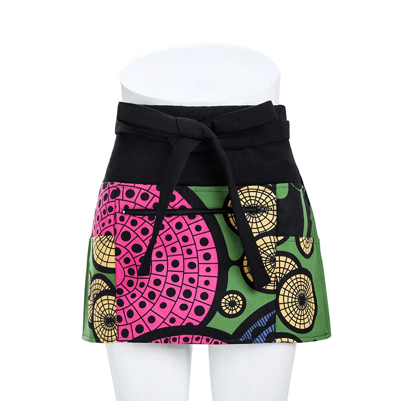 Multi Pocket Apron for Women Floral Half Apron with Zipper Pocket ...