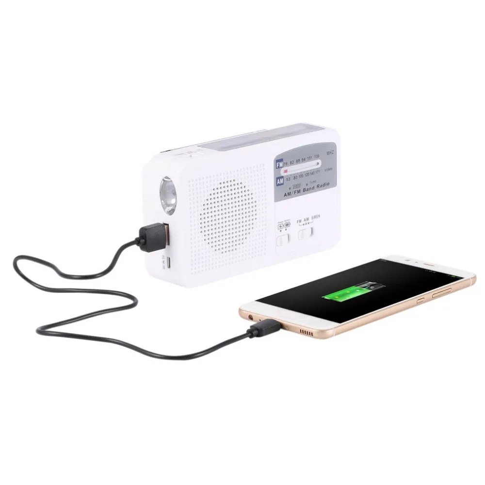 

Multifunctional Dynamo/Solar/AAA Battery Powered AM/FM Radio with Emergency LED Flashlight & Siren Support Mobile Charge