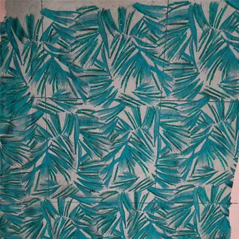 

2017 Latest design green color African sequins Lace Fabric high Quality embroidered African Tulle Lace Fabric For Wedding dress