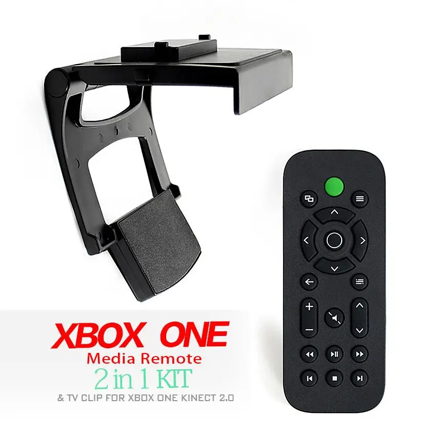 

Game accessories with DVD Media Remote Control for Xbox One + TV Clip Mount Dock Holder Stand for Microsoft Xbox One Kinect 2.0
