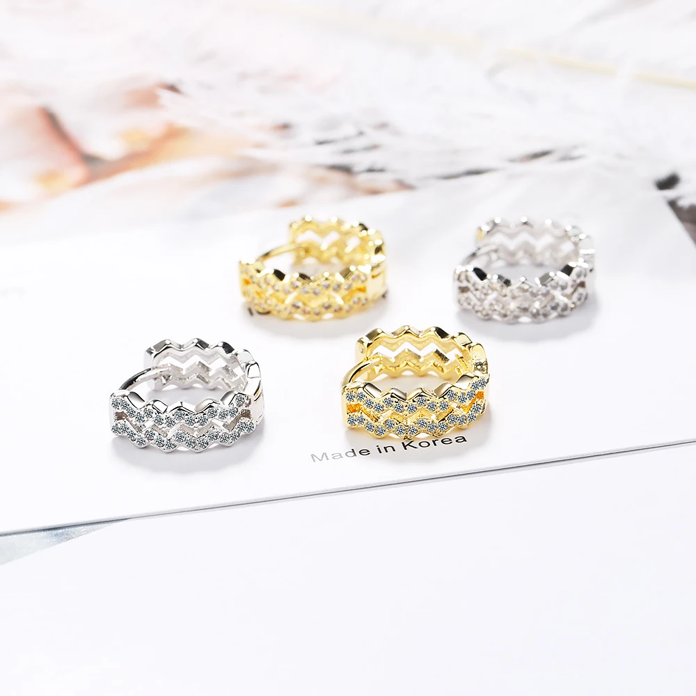Золотые серьги-кольца, 925 пробы, серебряные Кристальные серьги для женщин, корейские вечерние ювелирные изделия для ушей