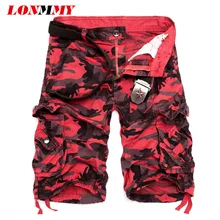 LONMMY плюс размер 40 камуфляжная мужская одежда шорты Военный хлопок карго мужские повседневные шорты со множеством карманов летний