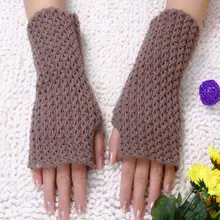 Осенне-зимние женские однотонные плотные теплые вязаные перчатки женские зимние перчатки без пальцев сетчатые перчатки R145