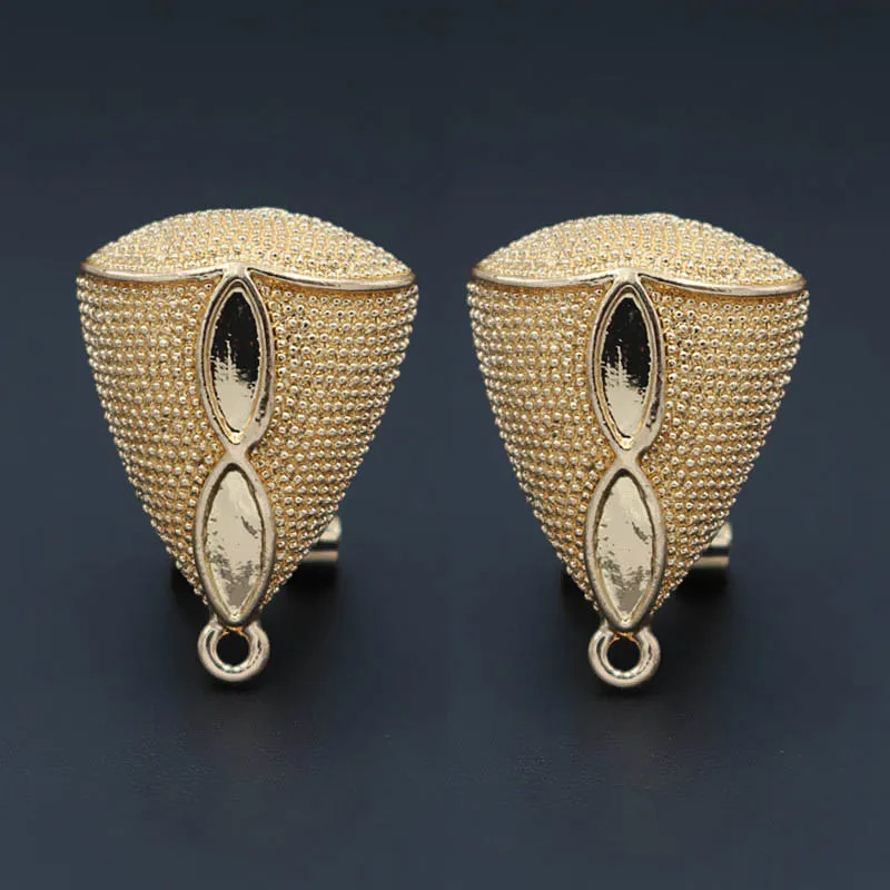 

Clip Earrings Post with Loop Hanger Hollow Drop Metal DIY Pearls Stud Earrings Making Findings 17x23mm Women Retro Jewelry