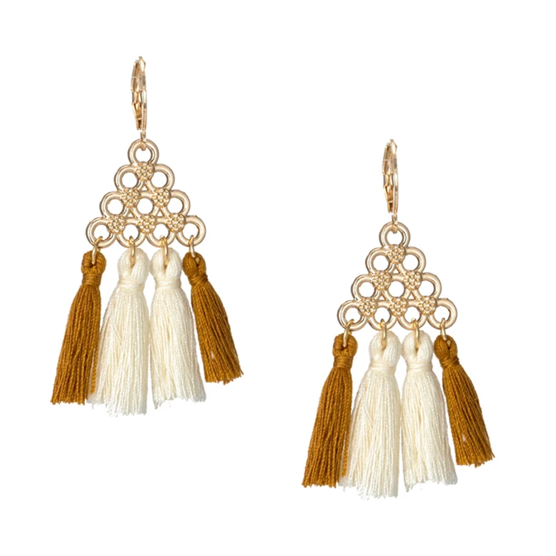 Buy Women tassel earrings Golden Bohemia Triangle
