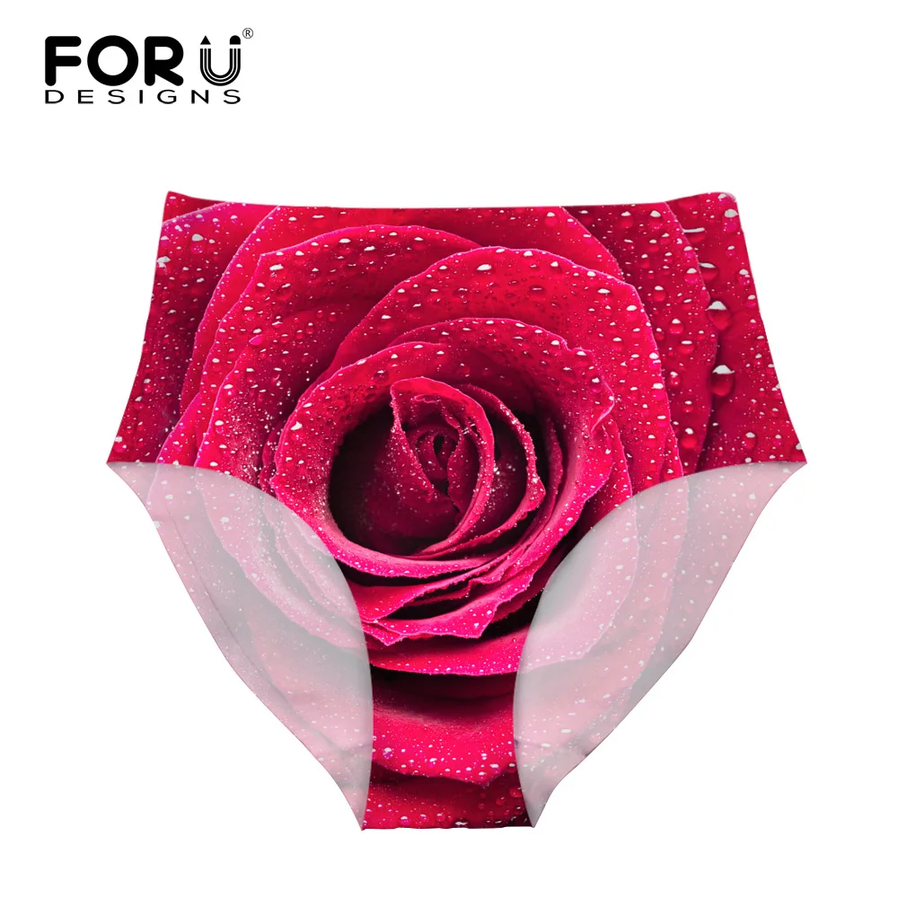 FORUDESIGNS Rose Printed Women High Rise Underwear Breathable Panties