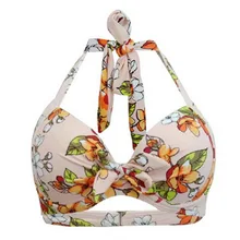 Холтер бикини с эластичным задним пуш-ап бикини Топ Мягкий на косточках бикини женский купальник бикини большого размера