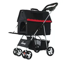 Коляска для животных Собака тележка складной четырехколесный ПЭТ автомобиль моющийся ПЭТ автомобиль сумка плюшевый собака дом домашних животных переноски поставки