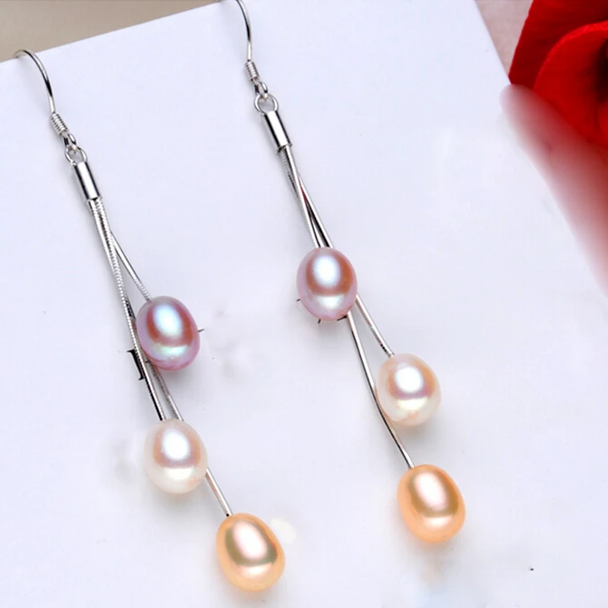 SHDIYAYUN Fine Pearl Jewelry Set 925 Sterling Silver Jewelry Set For Women Multicolour Tassels Freshwater Pearl Necklace Earring