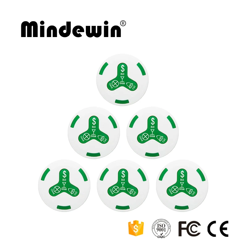 

2017 Mindewin 433MHz Waterproof Waiter Call Button M-K-4 Restaurant Buzzers Transmitter Wireless Smart Bell Table Botones