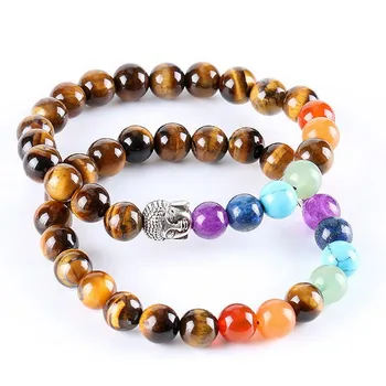 Bracelet Bouddha Oeil De Tigre Et 7 Chakras