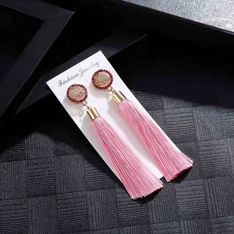 E6100 Trendy Earrings Drop Earrings ElephantSilkDangleLongBohemianBlueMetalBohoGold Tassel Earrings For Women Jewelry