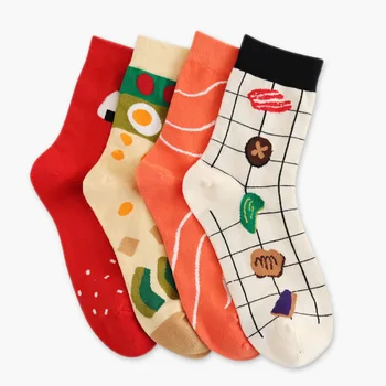 

Wholesale 60 PCS Japan Cartoon Sushi Rice Women Ball Socks Funny Food Pattern Socks BBQ Salad Rice Salmon socks