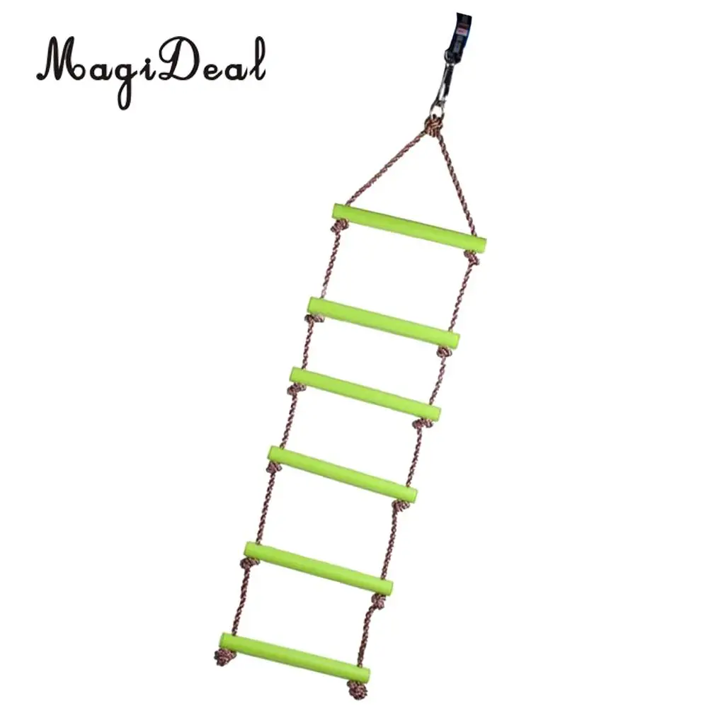Kids Playhouse 6 Rungs Rope Climbing Ladder +Steering Wheel Toy Swing  Outdoor Sports Gym Fitness Toy