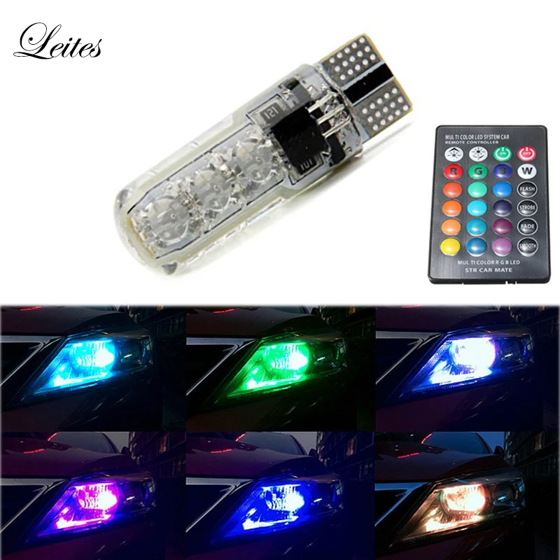 50 компл. T10 W5W 168 194 SMD 6-светодиодный 5050 удаленных Управление RGB автомобилей Чтение Клин огни для автомобиля хвост светлая сторона дверь, парковка освещения