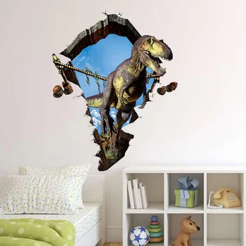 

Brand New 3D DIY Vinyl Dinosaur Wall Stickers For Kids Living Room Waterproof Floor Sticker Mural Home Decor Wall Art HCX049