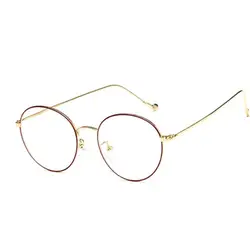 Модные маленькие круглые nerd очки с бесцветными линзами унисекс Золотой Круглая Металлическая оправа очков кадр оптических мужчин женские