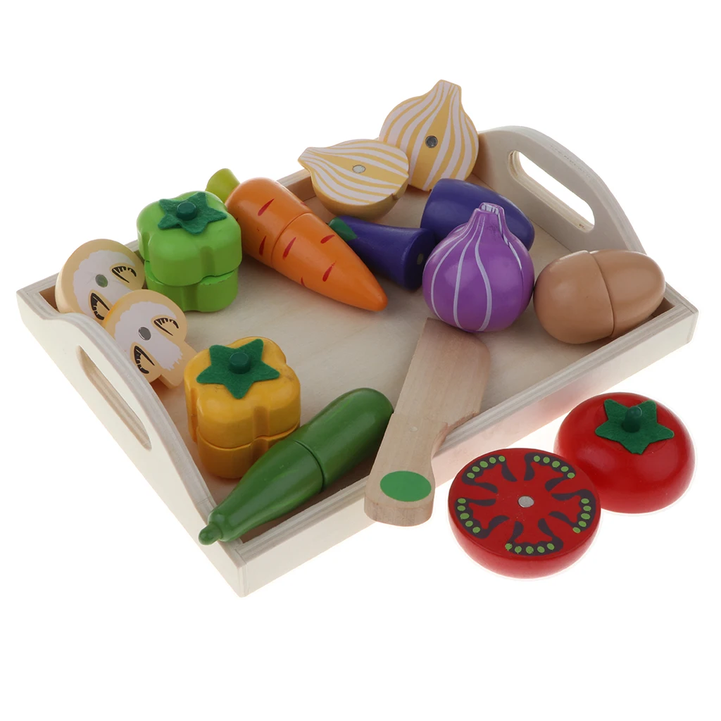 wooden magnetic play food