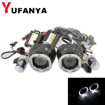 

2.5 inch hid bixenon projector lens car assembly Ac xenon kit DRL square day running angel eyes headlight fit for H1 H4 H7 car
