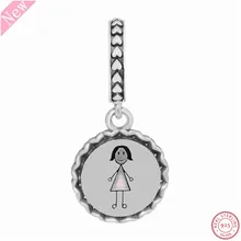 Настоящее серебро 925 проба мама палка фигура кулон бусины DIY Fit PANDORA Подвески для женщин ювелирные изделия делая дань материнства FL785